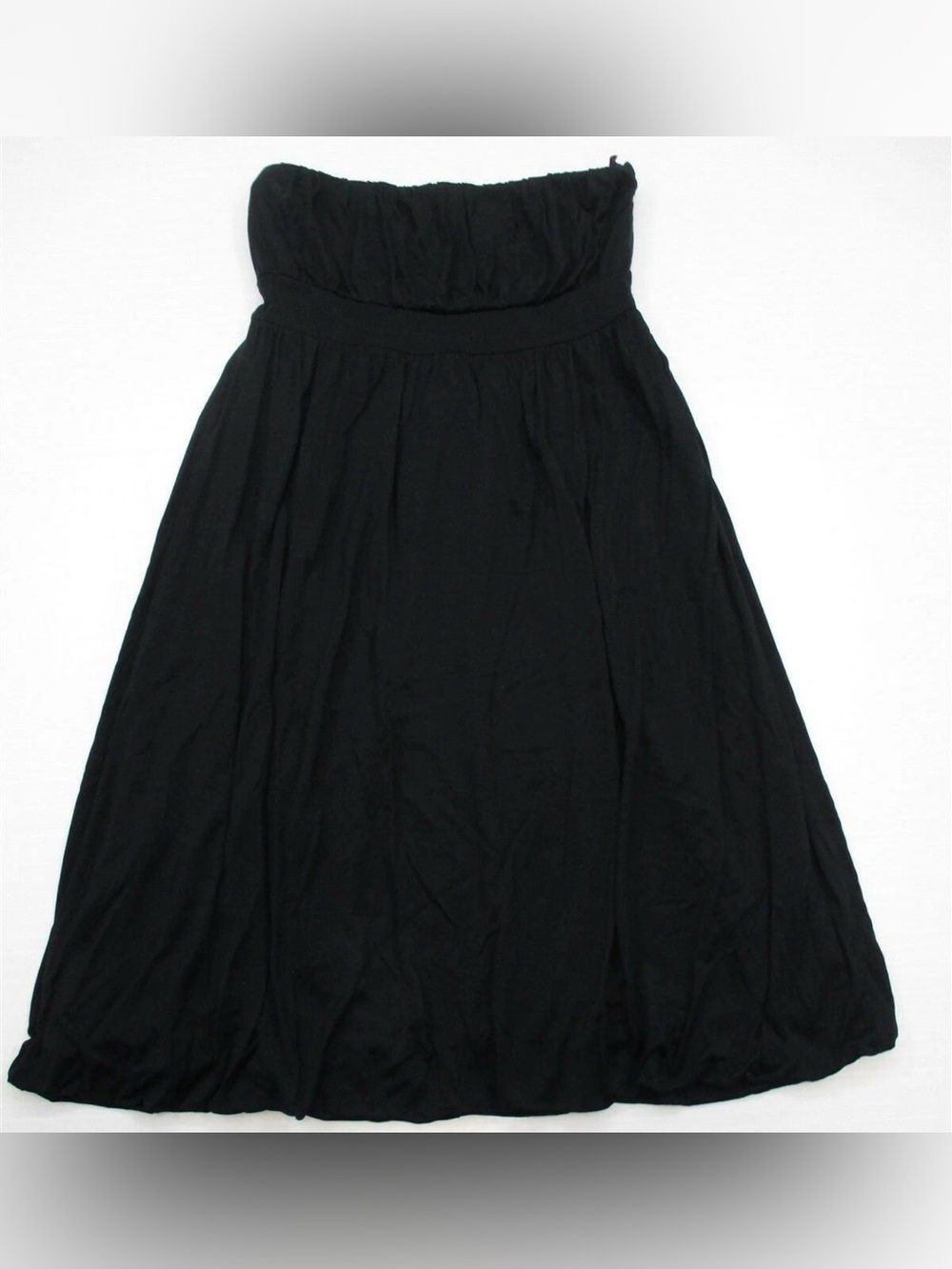 Banana Republic Silk Black Strapless Pleated Midi Dress